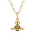 Orb medium 10mm bead necklace - gold mint green