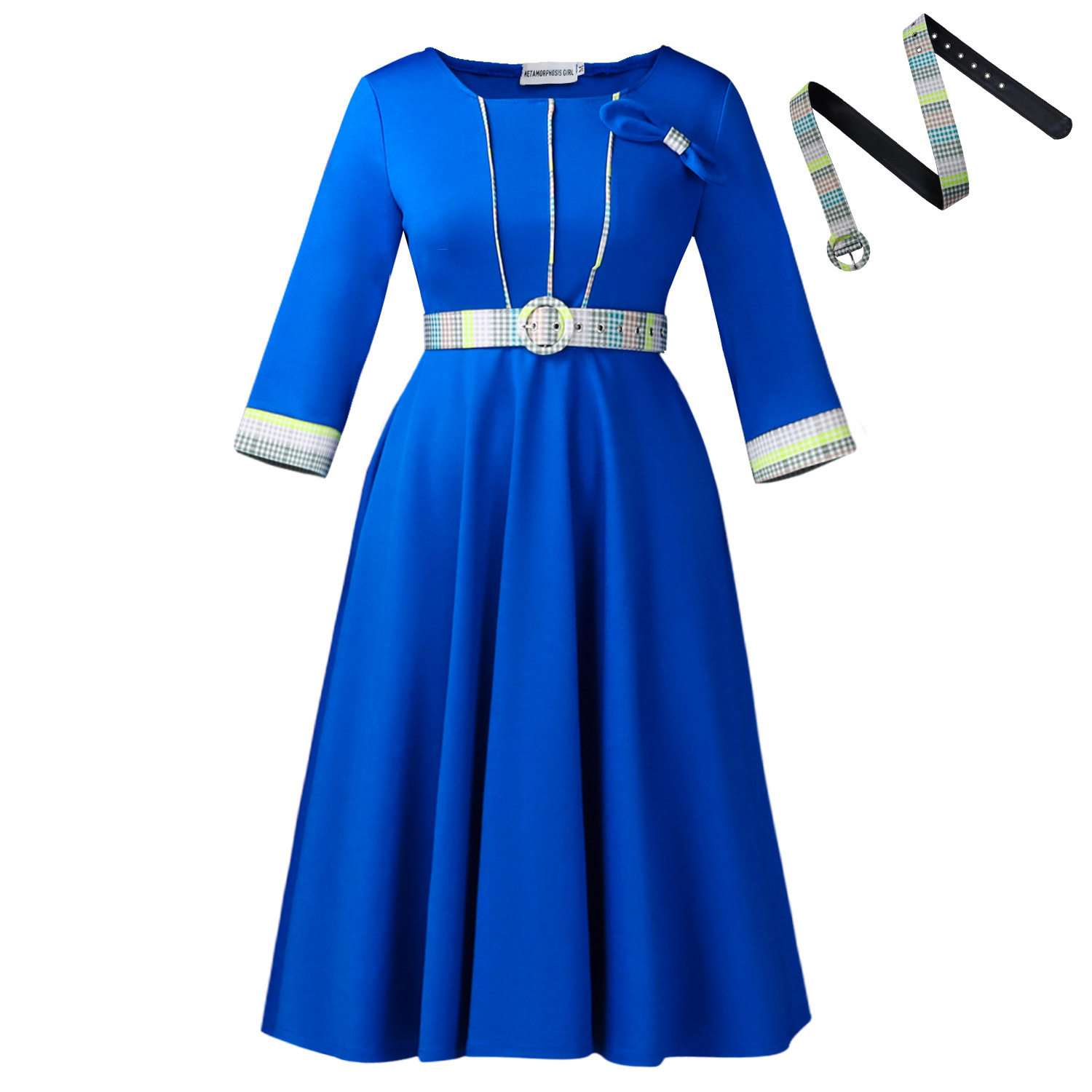 Elegant Womens African Dress Round Neck Color Block Design Fashionable Style Perfect for Parties and Events