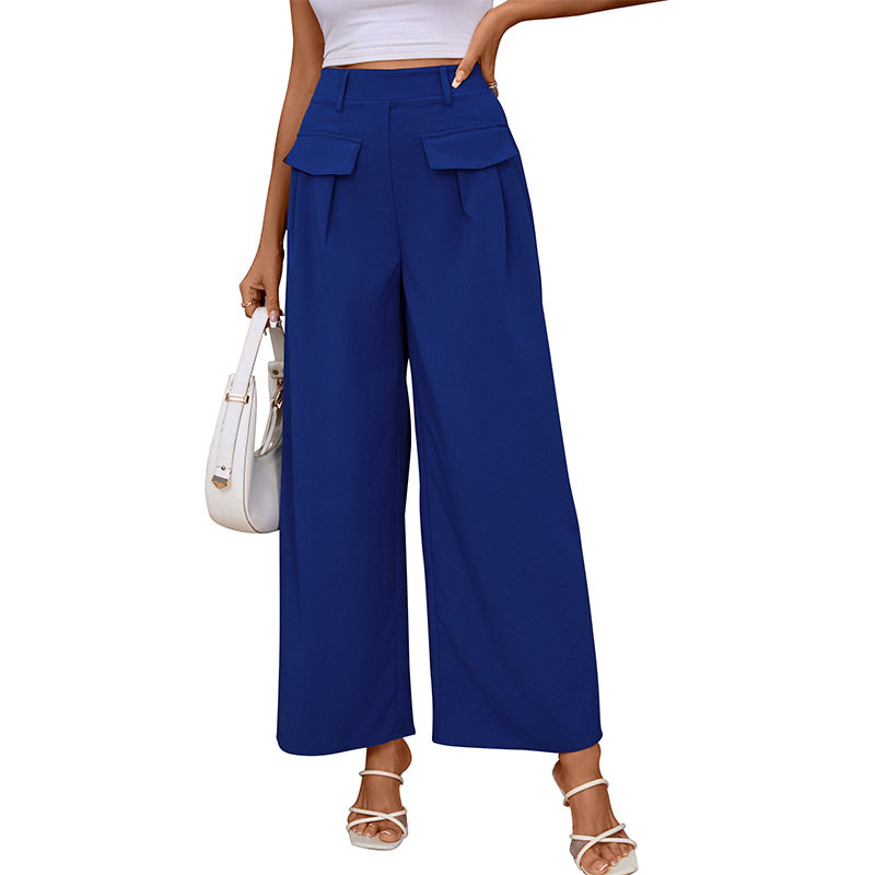 Slim Fit Blue Wide Leg Pants Spring Collection Casual Wear for Women Wholesale Available factory direct