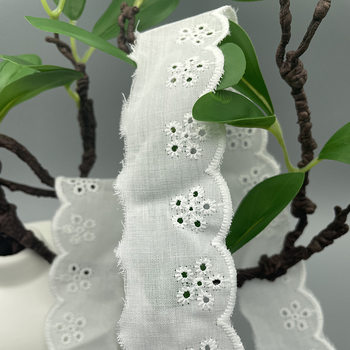 1-5cm Cotton Embroidered Lace Hollow Lace Embroidery Milk Silk Perforated Clothing Accessories Source Factory in Stock