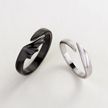 Cross-Border Angel and Devil Couple Rings, a Pair of Men's and Women's Korean Style Simple Plain Rings with Engraving for Students in Chinese Valentine's Day