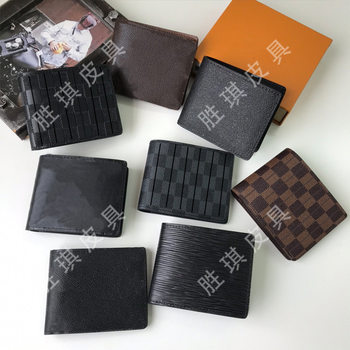 Foreign trade leather new short multi-card European and American business thin multi-function large capacity short clip wallet 60895