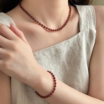 Ankora Red Beaded Necklace Feminine Style Light Luxury New Chinese Style National Style Fashion All-match Collarbone Chain Bracelet