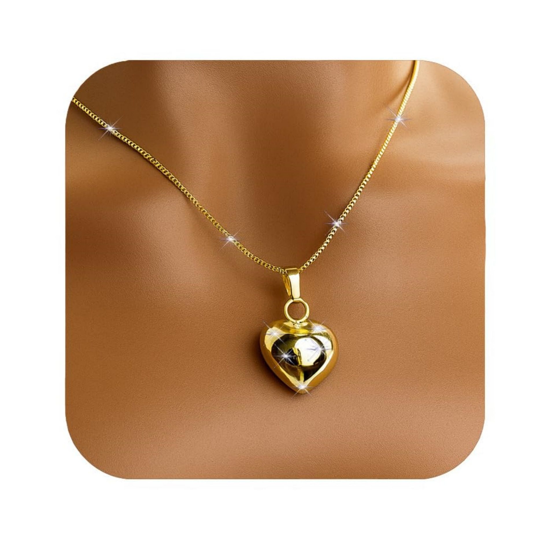 European and American Cross-Border Hot-Selling Brass Real Gold Electroplating Niche Design Heart-Shaped Pendant Fashionable Shiny Simple Necklace