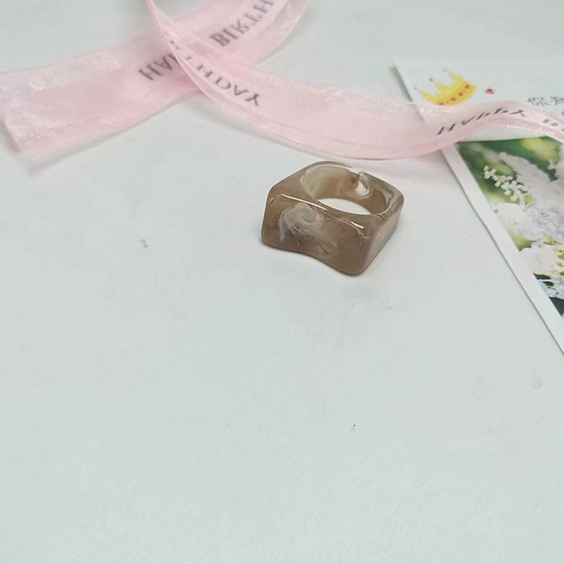 现货树脂醋酸戒指女混合彩色圆形方形指环套装外贸内销指圈批发