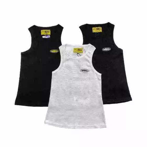 American-Style Vest, Summer Heavyweight Tight-Fitting Training Sports Fitness Waffle Vest, Men's Sweat-Absorbent Black