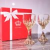 Striped carved crystal glass wine glass small capacity wine couple's pair Cup wedding toast Cup gift box