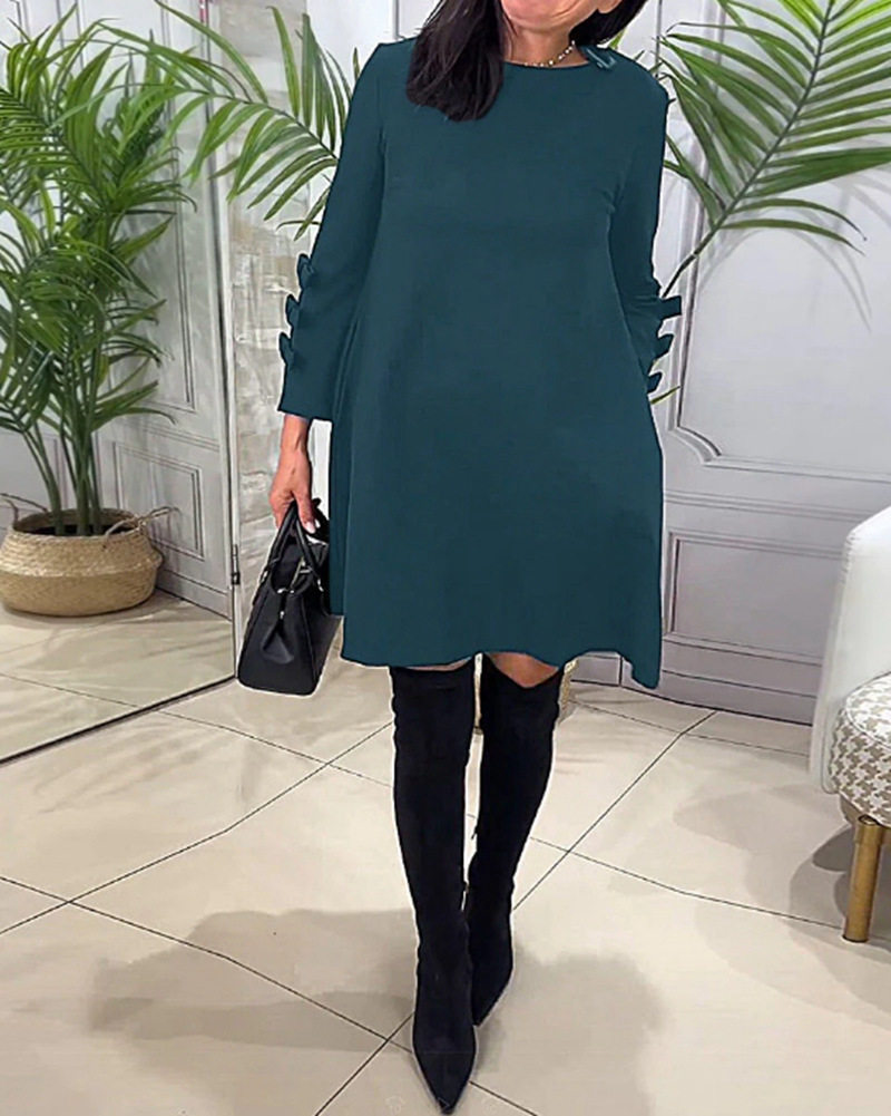 Long Sleeve Solid Color Dress Womens Autumn Winter Collection Casual Style for Everyday Wear Wholesale Available