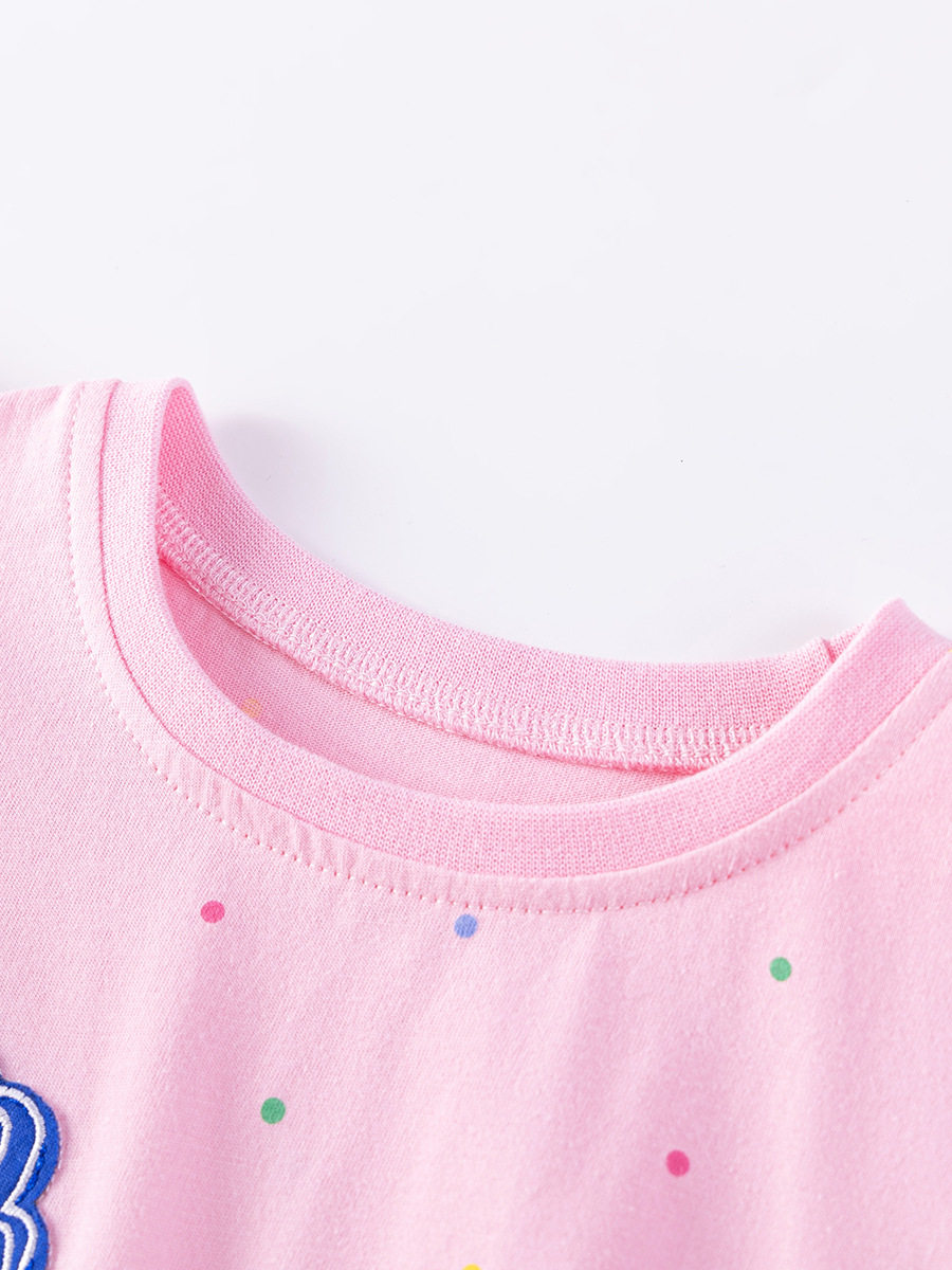 Girls' Tulle Dress, Summer Short-sleeve Kids' Dress, Cartoon Cotton Kids' Dress