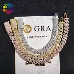 Ins New Cuban Chain S925 Silver Moissanite Fully Encrusted with 10mm Two-Row Stones Men's Hip-Hop Cross-Border Hot-Selling Necklace