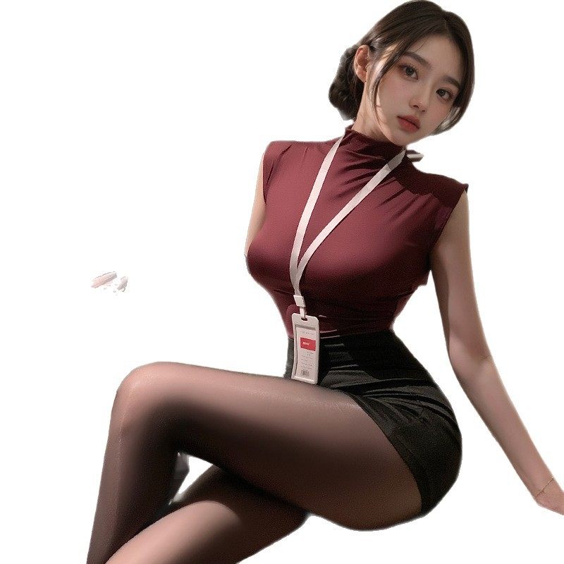 Manyan Sexy Intimates Female Sexy Ol Secretary Uniform Tight Hip Skirt Pure Desire Split Suit 100524