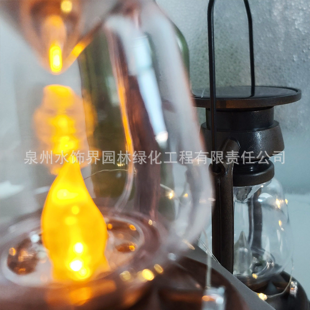 Amazon LED solar light retro kerosene lamp horse lamp portable lamp home outdoor garden courtyard decorative lamp
