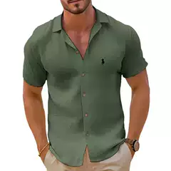 2024 cotton men's cross into the beach short sleeve shirt hot printing short sleeve...