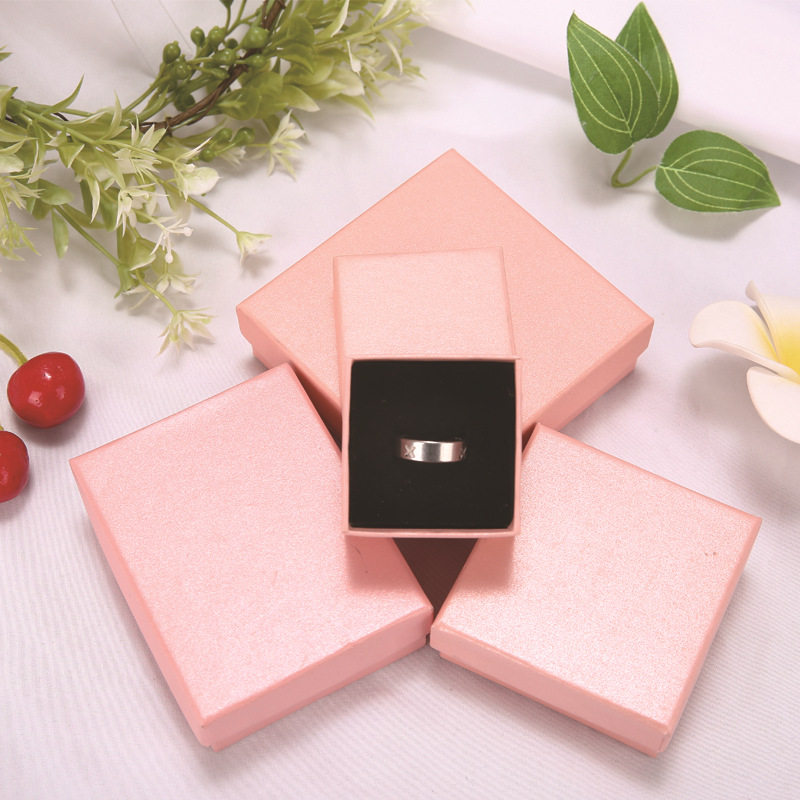 Spot wholesale pink jewelry box cover ring earrings necklace earring box solid color jewelry box