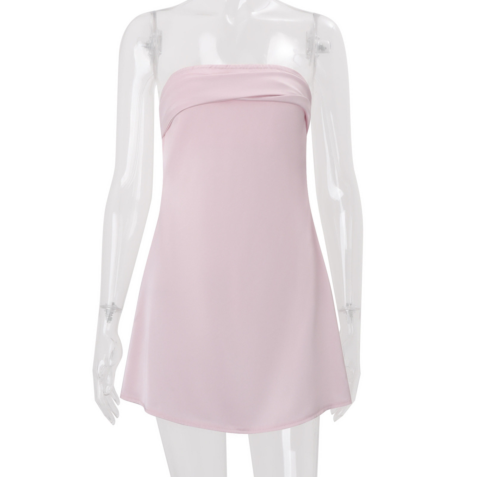 Off Shoulder Satin Mini Dress Solid Color Backless Spring Chic and Elegant for Parties Wholesale Available