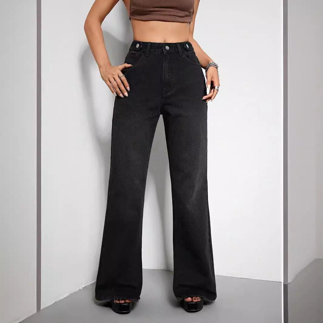 Loose Fit High Waisted Straight Leg Jeans Flattering Design Comfortable Fabric Versatile Style Wholesale Available