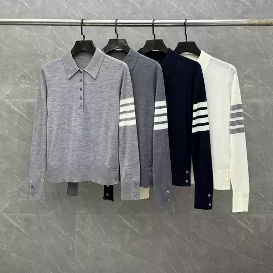 TB's new autumn and winter high-quality women's 100% Merino wool long-sleeve POLO sweater