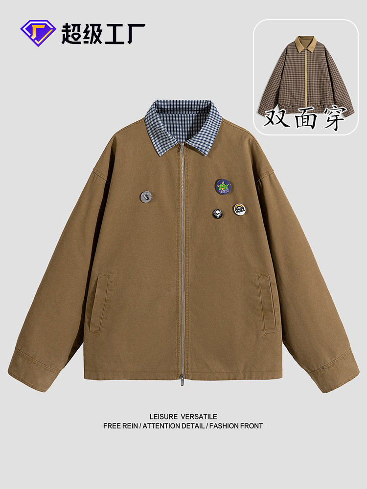 Áo Khoác Nam Chất Liệu Vải Bông Kín Cổ Hàng Mùa Xuân Thu Đông