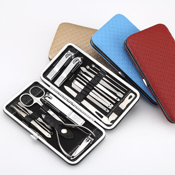 Nail Clippers set 19-piece nail clippers beauty pedicure set checkered nail clippers set manufacturers wholesale