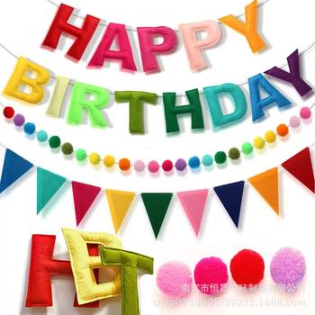 Cross-Border Felt Happy Birthday Decorative Felt Flag Colorfulful Letter Birthday Filler