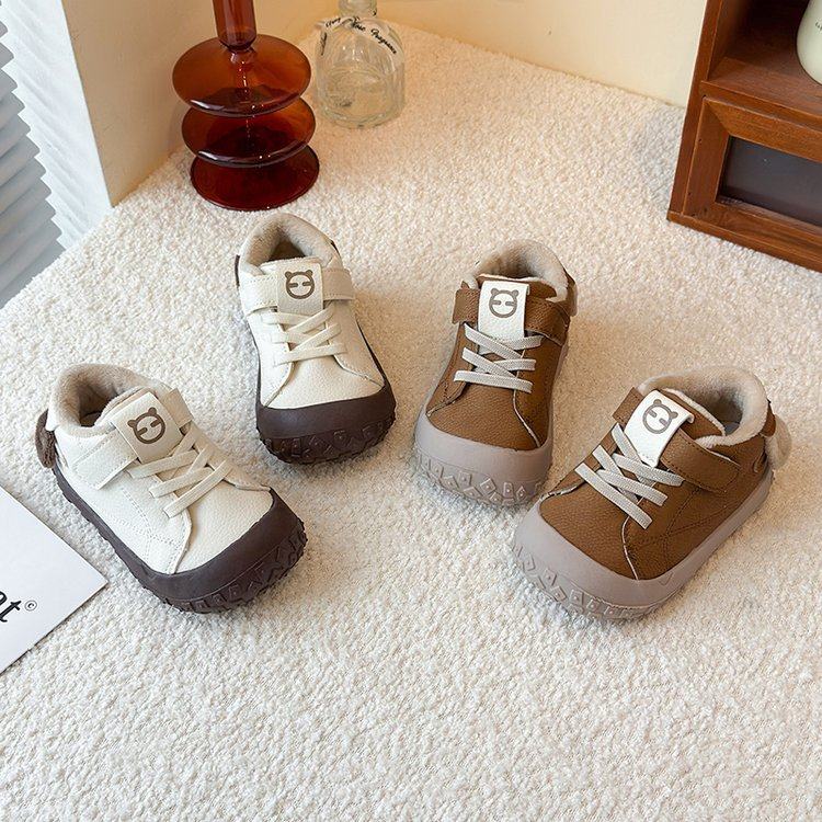 Children's Velvet Cotton Shoes, Non-Slip Winter New Baby Toddler Shoes, Warm Outdoor Sports Shoes for Boys and Girls