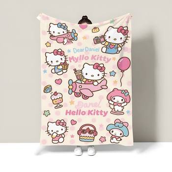 Dopamine Colorful Hello Kitty Flannel Blanket Cute Kitty Classroom Office Living Room Lunch Break Sofa Blanket