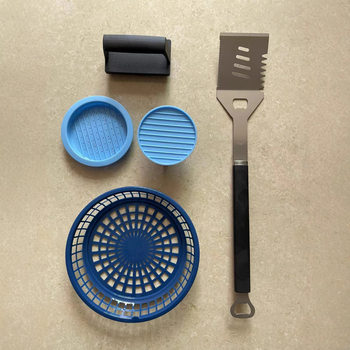 Outdoor barbecue tool tube handle barbecue tool set multi-function barbecue tool hamburger sandwich baking basket