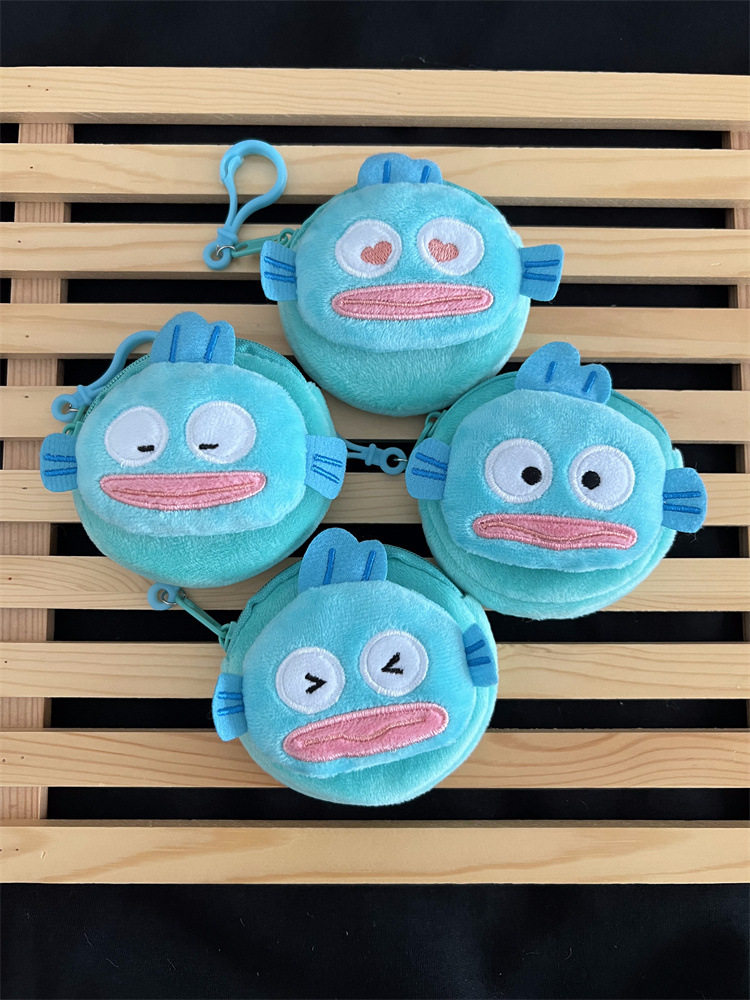 Cartoon Clownfish Round Plush Coin Purse, Carry-On Bag, Anti-Fall Bluetooth Headset Bag, Portable