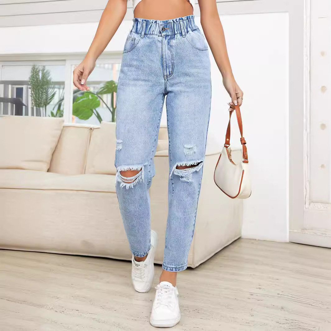 Womens Distressed Straight Leg Jeans Slim Fit Trendy Style Casual Wear Wholesale Available bulk order