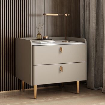 Italian Style Bedside Table Bedroom Home Simple Modern Bedside Cabinet Storage Storage Cabinet Solid Wood Rock Board Simple Integrated