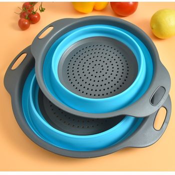 Factory in stock Plastic Foldable Round Drain Basket Multifunctional Telescopic Water Filter Basket Household Vegetable Washing Fruit Basket