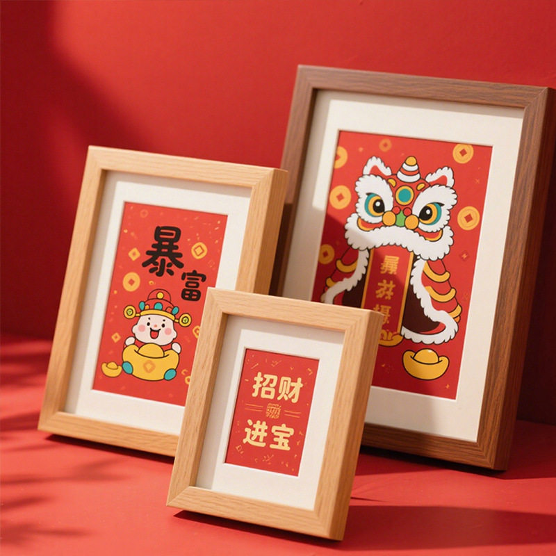 Hollow Wedding Blessing Photo Frame Display Stand 5-Inch 6inch 7inch Picture Frame Wooden Frame Decoration Festive Decoration Ornament