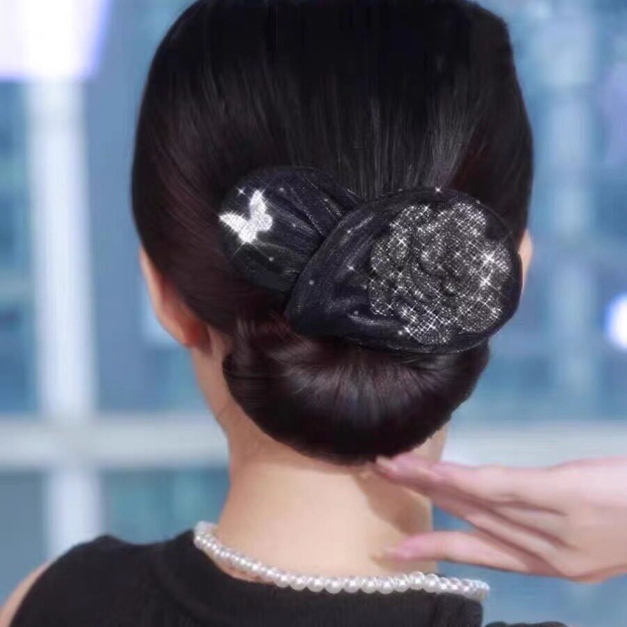 Tiktok same style flower bow lazy updo artifact female temperament back head twist ball head updo hair accessories