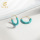 Серьги Longfeng turquoise S925 из посеребренного 18-каратного золота с натуральной бирюзой прямого С-образного сечения, женские темпераментные универсальные серьги mini 2