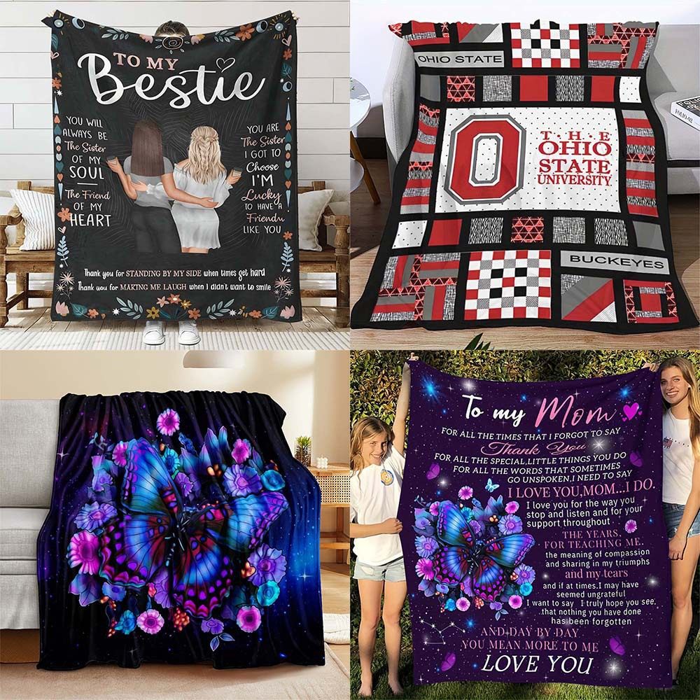 Ohio State University Blanket Soft and Warm Flannel Blanket Multifunctional Four-Season Blanket Gift Blanket Cross-Border