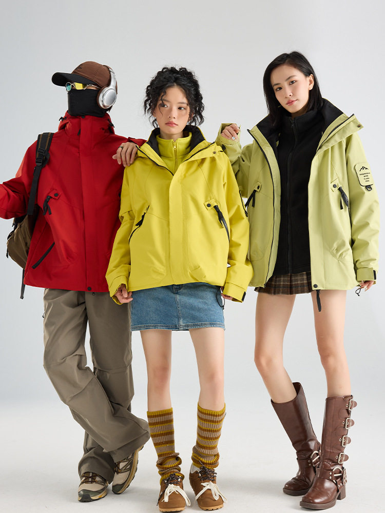 Jacket Women's Three-In-One Detachable Jacket Men's Outdoor Windproof and Waterproof Couple Travel into Xizang Three-Proof Mountaineering Clothing