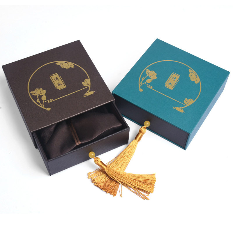Gold-Stamped Heritage Drawer Ribbon Bracelet Box Jewelry Accessories Jade Bracelet Necklace Bracelet Storage Jewelry