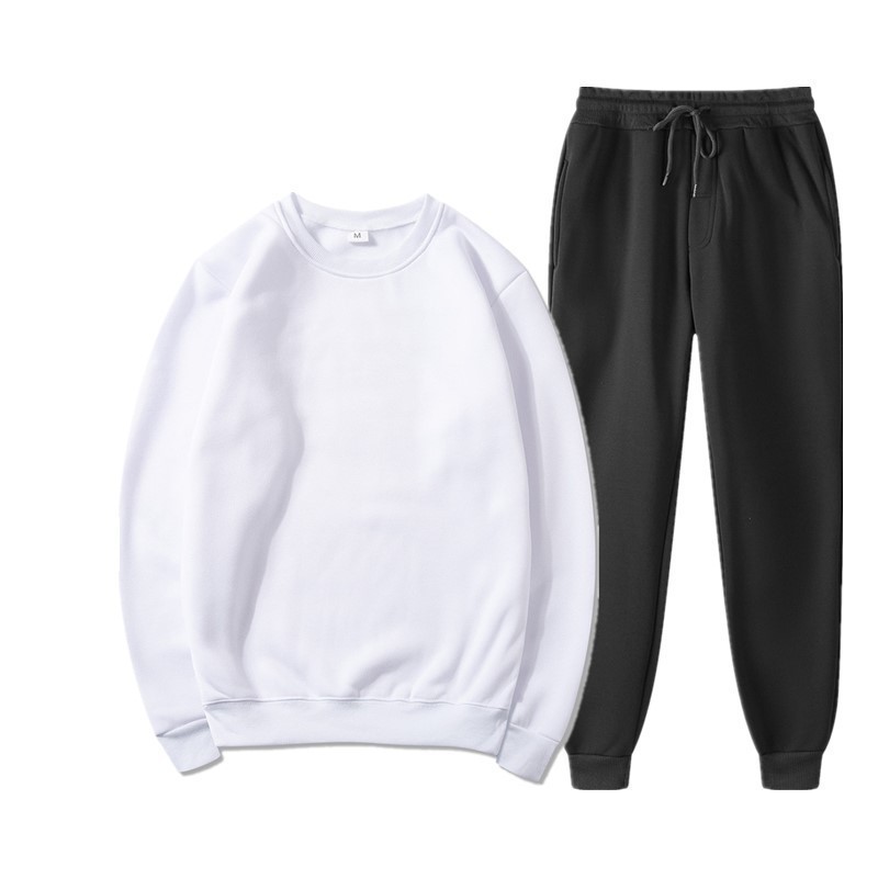 厂家直销2023欧美外贸男士运动时尚休闲冬季印花圆领卫衣长裤套装