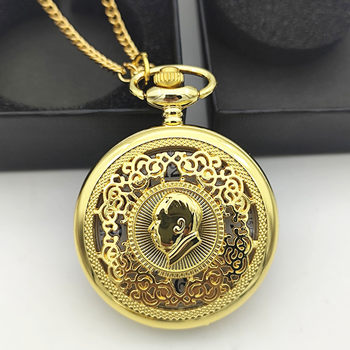 Factory direct sales with Jade gold plated Chairman Mao commemorative pocket watch large dial digital display with gold chain