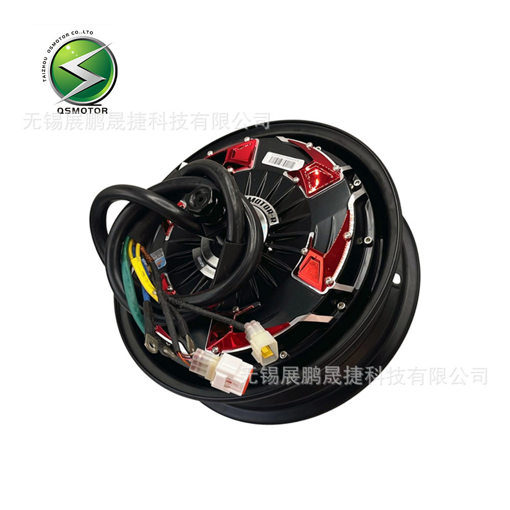 QSMOTOR Quanshun ขนาด 12 นิ้ว รุ่นที่ 4 กำลัง 5000W พร้อมดิสก์เบรก ยางกว้าง 16 แกน มอเตอร์ไฟฟ้าสำหรับยานพาหนะ 48V-96V