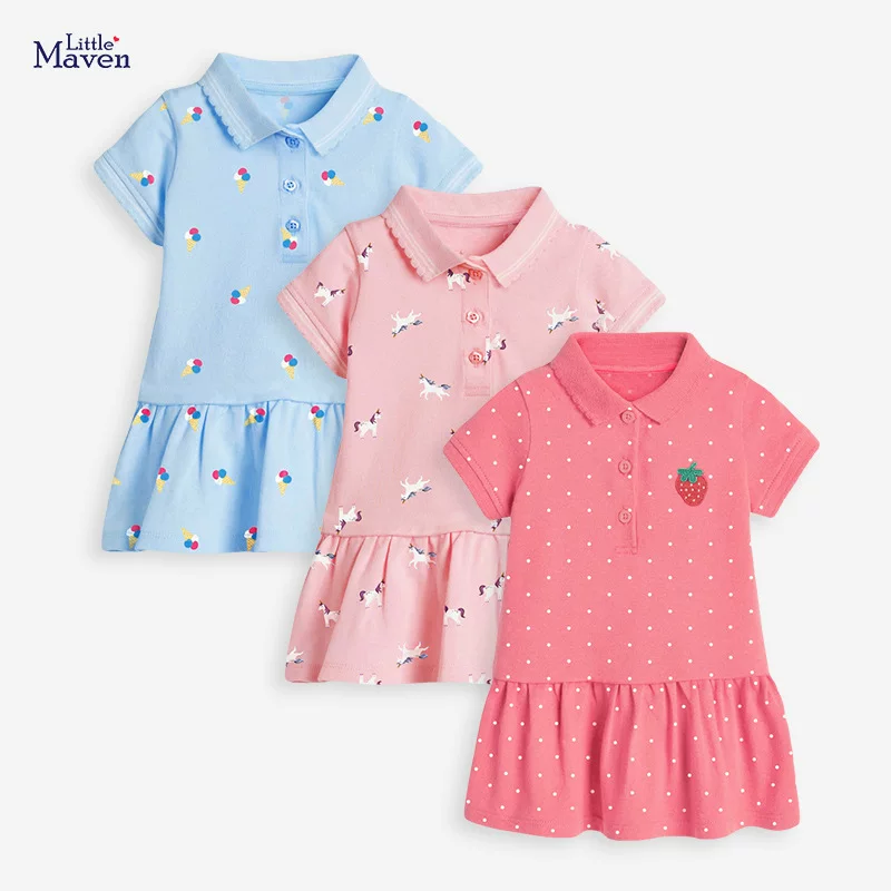 Kids' Dress, New Summer Short-sleeve Children's Dress, Knitted Girls' Polo Dress