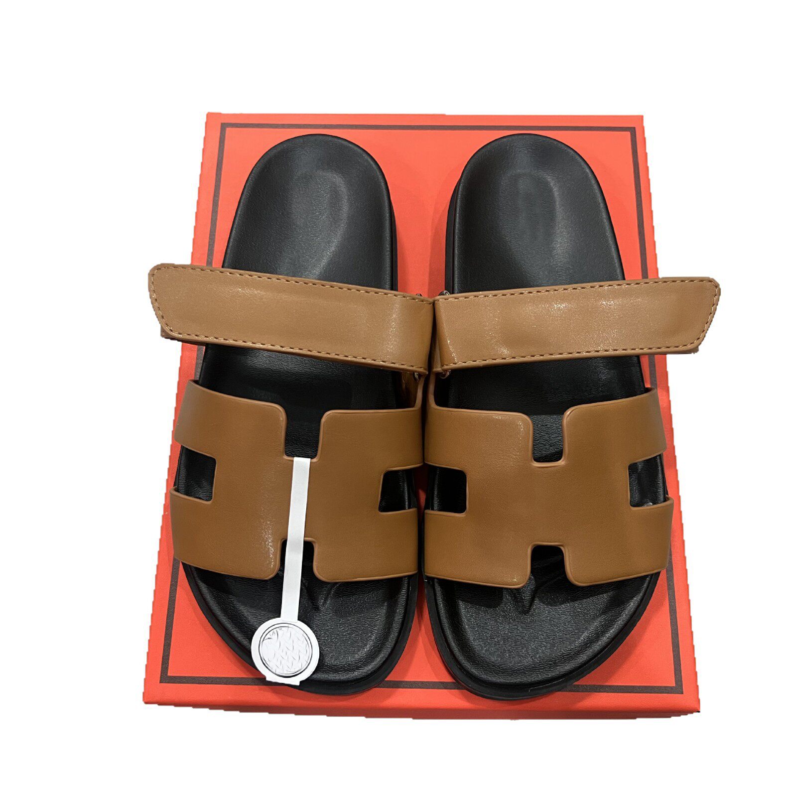 Erjiu Slippers for Women 2025 New Style Flats-Soled One-Line Sandals with Velcro Outer Wear Half-Slip Couple Beach Shoes