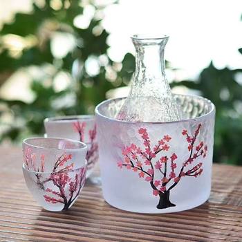 Ins Cherry Blossom Glass Sake Jug Sake Cup Wine Set Household Hot Wine Jug One-Cup Small Wine Cup Wine Cup Set