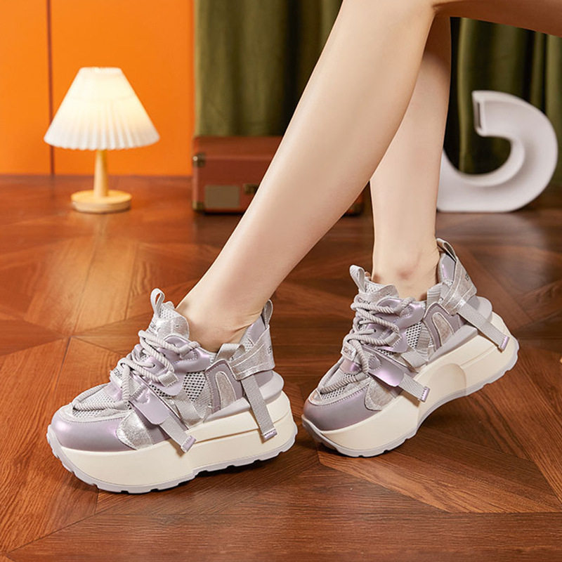 Sandal cao gót nữ đế platform hở mũi quai dây buộc — Lông nguyên chất, Xám