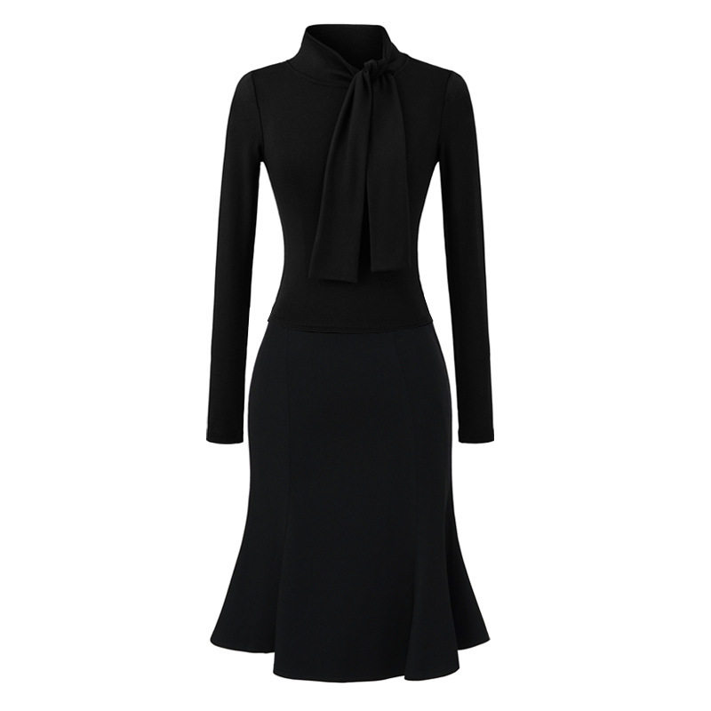 Autumn Hot Girl Outfits European and American Style Ribbon Slimming Tops and Skirts Royal Sister Fishtail Skirt Two-Piece Set