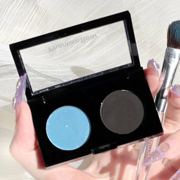 Phantom Bear Two-Color Eye Shadow Blue Black and White Mini 2-Color Eye Shadow Pearlescent Matte Live Broadcast Douyin Xiaokuaishou Same Style