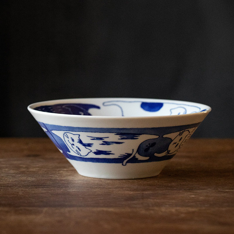 Official genuine goods Japanese Imported Meizu Cute Cat Plate Large Capacity Noodle Soup Bowl Japanese Ceramic Plate