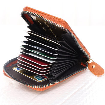 Anti-Theft Accordion Card Holder, Cross-Border E-Commerce Hot-Selling Multi-Functional Large-Capacity Card Holder, Metal Zipper Pebbled Pattern Bag