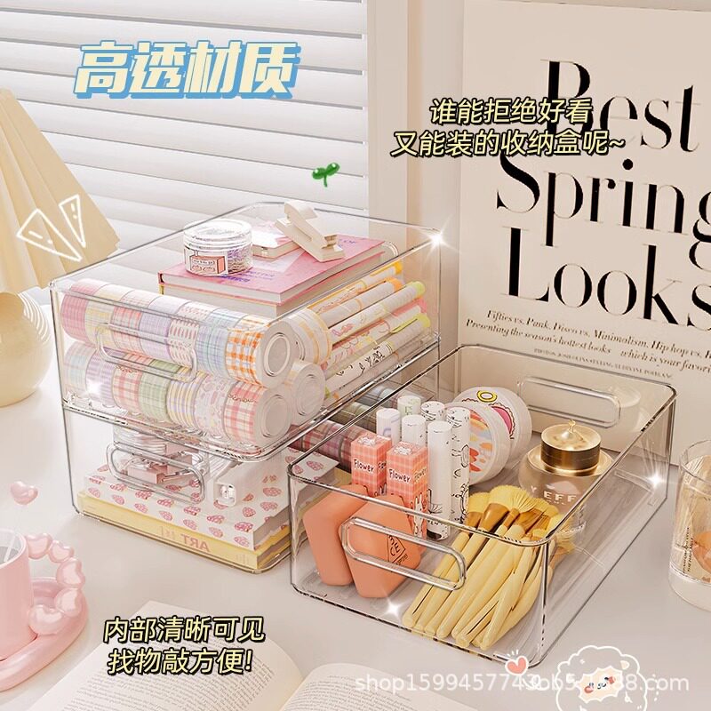 Acrylic Storage Box to Organize Desktop Transparent Storage Basket Cosmetics and Skin Care Products Dressing Table Plastic Sundry Box
