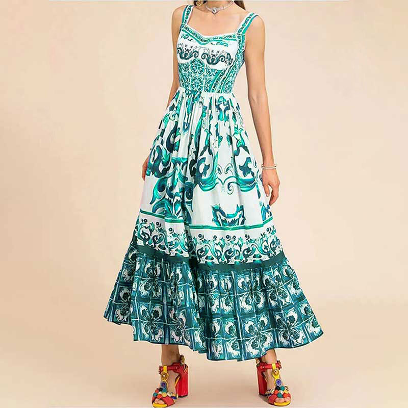Bohemian Floral Maxi Dress Spring Collection Sleeveless Flowy Design Perfect for Casual Outings Wholesale Available